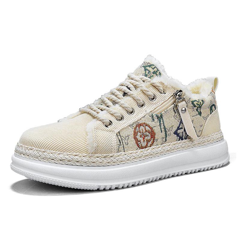 

Winter men s platform kangaroo men s shoes sports and leisure tooling straw shoes piled thickened warm and cold-resistant cotton shoes 44 бежевый