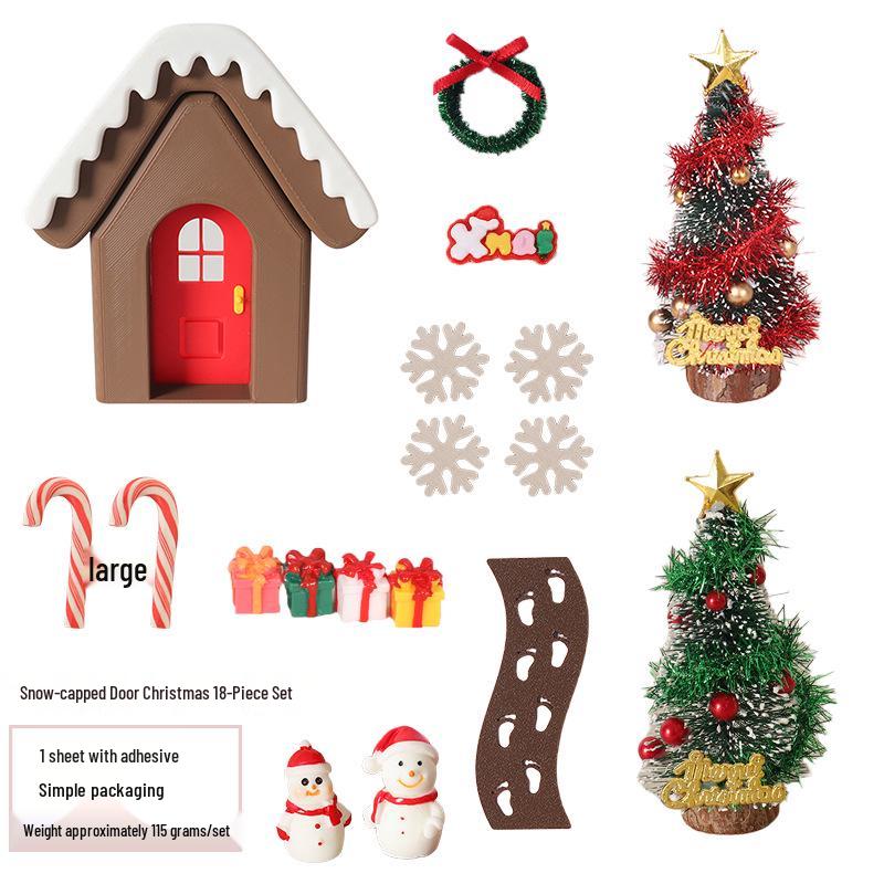 DIY Christmas Scene Mini Dollhouse Doorway Decorative Accessories