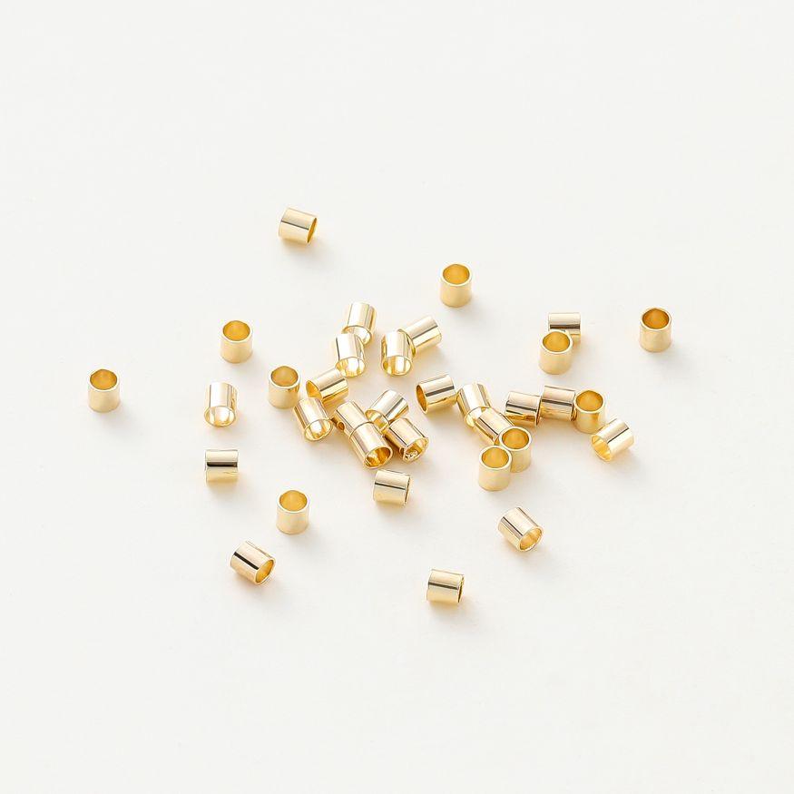 100 Stück/Los 14K 18K Goldfarbe Beschichtete Zylindrische Röhren-Abstandshalter Perlen Armband Halskette Stopperperlen Für DIY Schmuckherstellung