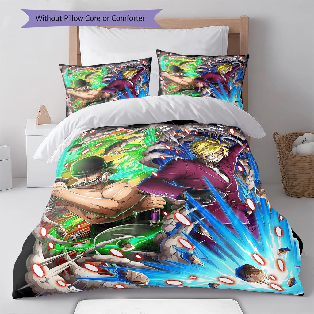 Juego de Ropa de Cama con Estampado de Dibujos Animados Colcha Funda de Colcha Funda de Almohada Decoración del Hogar Regalo de Cumpleaños (1 * funda nórdica + 2 * fundas de almohada, sin núcleo)
