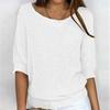 2026 Women's Solid Color Round Neck Knitwear Three-Quarter Sleeve Top