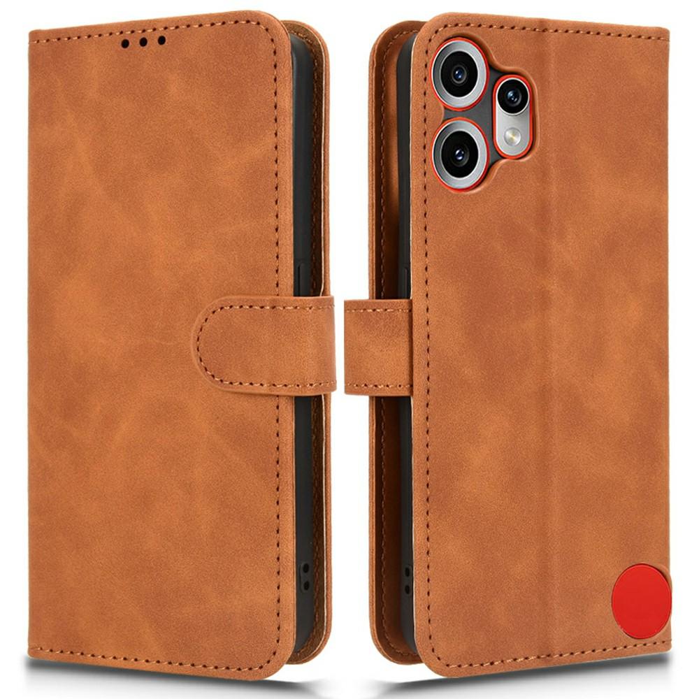 

Для Nothing CMF Phone 2 Pro Шкіряний Чохол з Ефектом Шкіри Протиударний Чохол-Гаманець Книжка для Телефону Brown