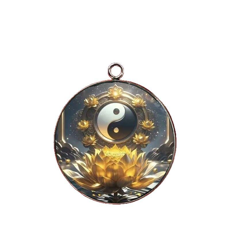 Dwustronny brelok z lotosem przyciągającym pieniądze: Noś dla nieprzerwanej pomyślności.