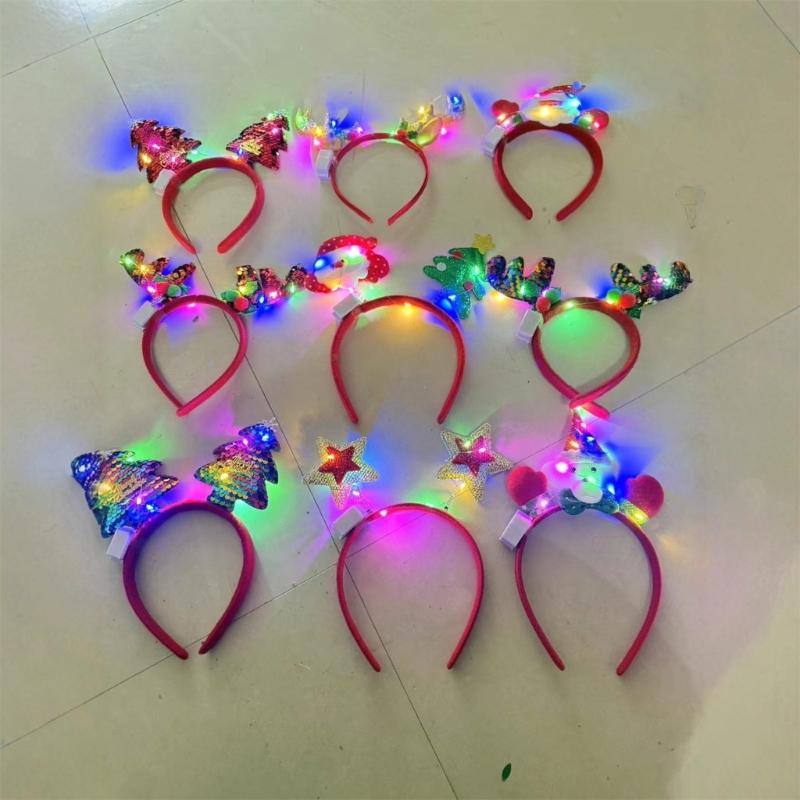 6 Pc Festival Glowing Hair Bands With Build In LED Lights For Christmas Parties Family Gatherings And Event