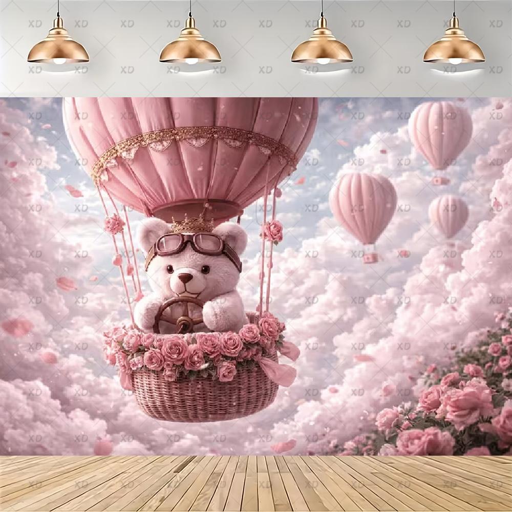 Pink Teddy Bear Photography Backdrop Sweet Dreamy Birthday Party Decoration Background Baby Shower Photo Booth Banner Supplies