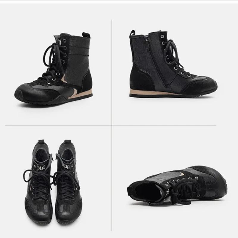 Johnature Plush Warm Retro Short Boots Genuine Leather Flat Cotton Shoes Commuter Women's Shoes