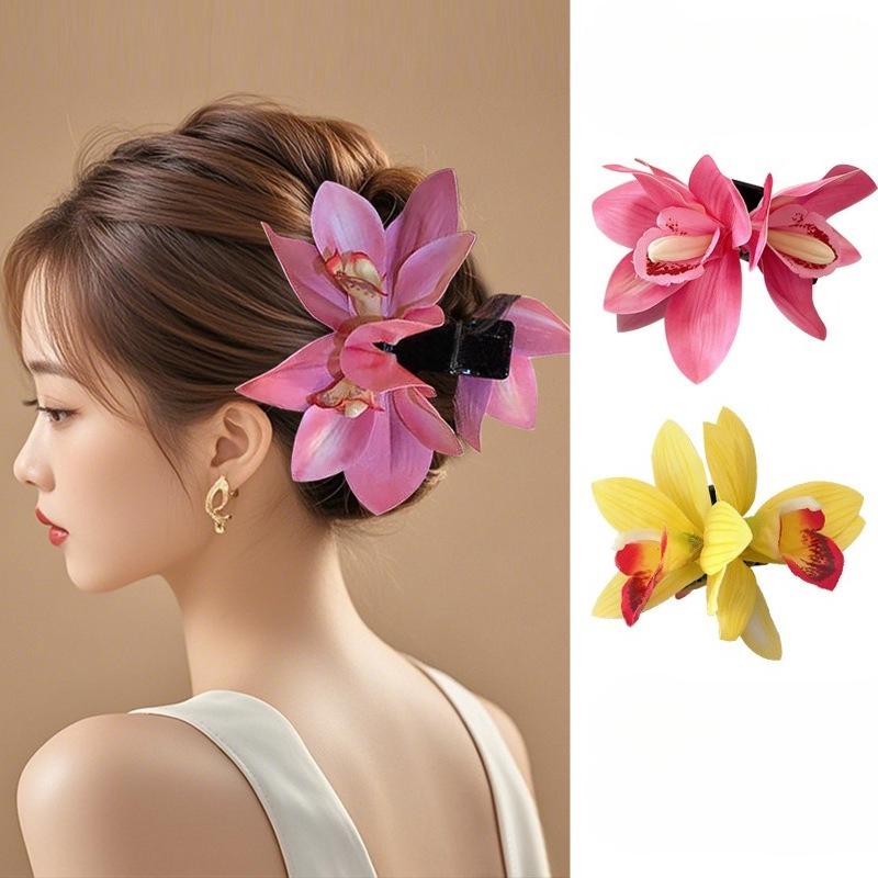 Haarklammern in Lilienblütenform für Frauen und Mädchen, Haarspange, Krabbenklammer, Pferdeschwanz-Haarnadeln, Bad, Strand, Kopfbedeckung, Haar-Accessoires
