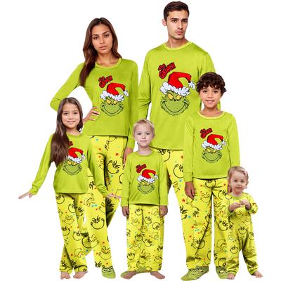 Vánoční potisk pro rodiče a děti Domácí oblek Dlouhý rukáv Horní díl A Kalhoty
