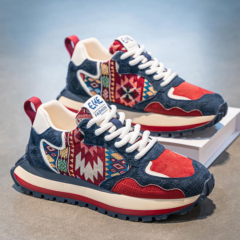 Fashion Men's Casual Sneakers Trendy Versatile Dad Shoes Fashion Comfortable Lace Up Shoe Low Cut Thick Soled Male Shoes