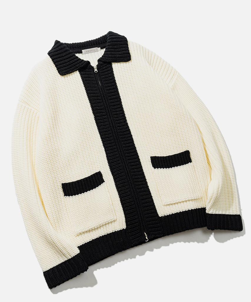 Vastic Colorway Zip-Up Knit_White / Black
