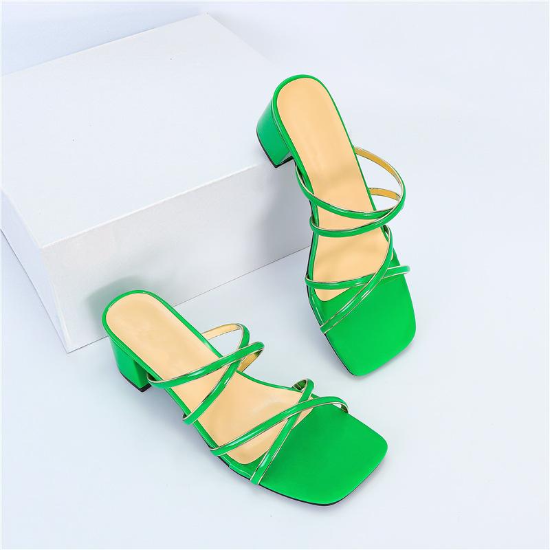 

Женские сандалии новые квадратный носок перекрестные ремешки золотой край обувь сексуальные толстый каблук высокий каблук сандалии женские 43