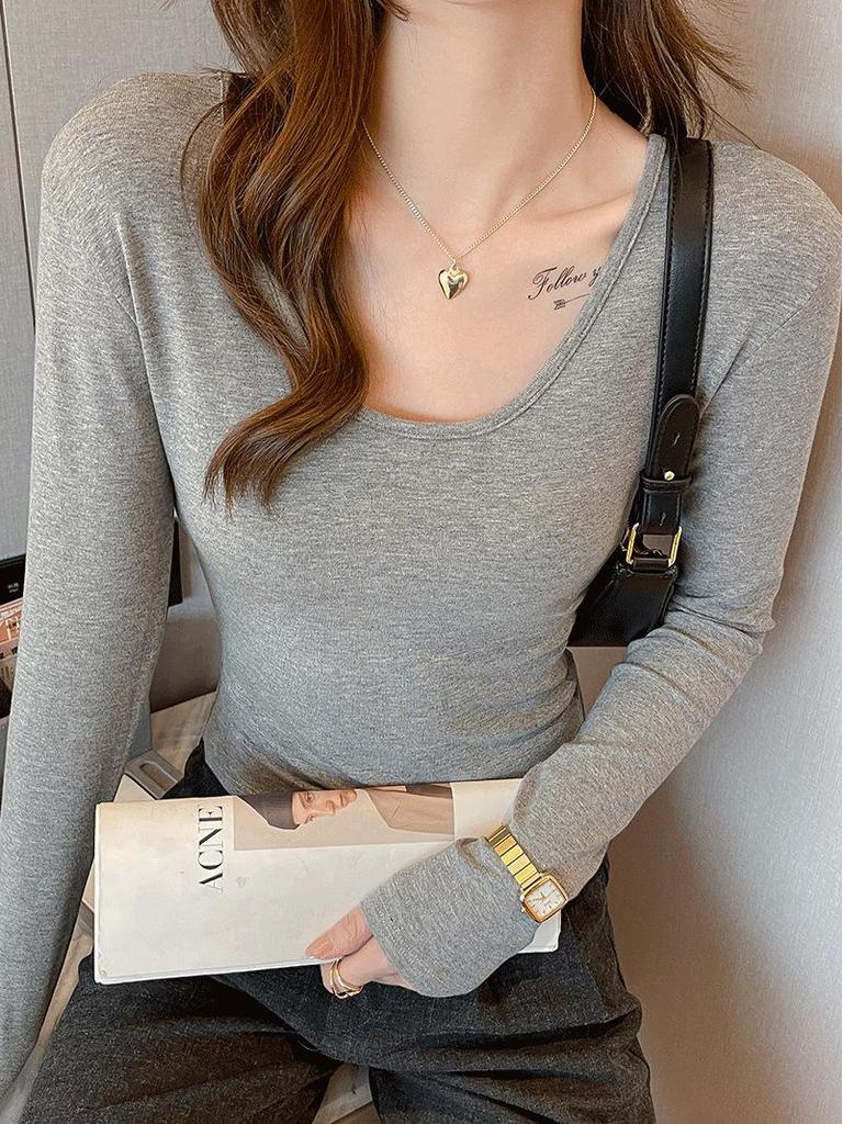 Women's Modal V-Neck Slim Fit Long Sleeve Top - Autumn/Winter Design