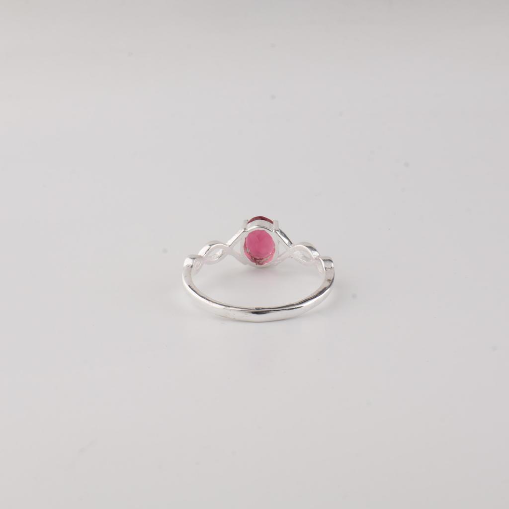 Pink Rubellite Gemstone 925 Sterling Silver Elegant Prong Set Ring For Women CZR-16-15