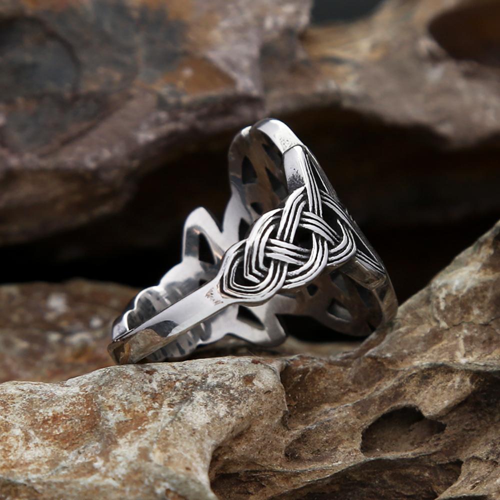 Vintage Wikinger Keltische Knoten Ring 316L Edelstahl Nordisches Amulett Schmuck Geschenk für Männer Frauen