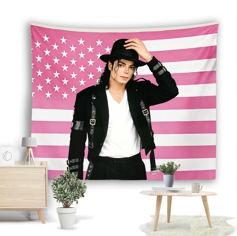 Michael J-Jackson Rosa Bandera Americana Tapiz Retrato de Estrella Pop Colgante de Pared Ventilador Decoración de Dormitorio Regalo