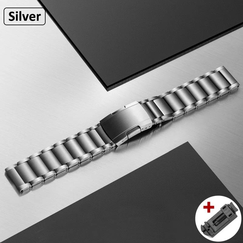 Титановый ремешок 20 мм 22 мм для Huawei GT5 Pro GT4/3 46 мм Роскошный браслет для Samsung Galaxy Watch 7 6 5 4 40 мм 44 мм Ремешок для Seiko galaxy watch 6 40 44 серебряный