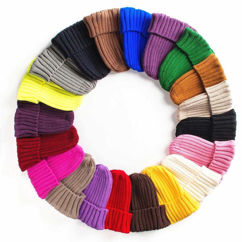 Autumn and Winter Hat Trend Knitted Solid Edge Curl Colored Woolen Men and Women Ear Protection Warm Fitting Hood