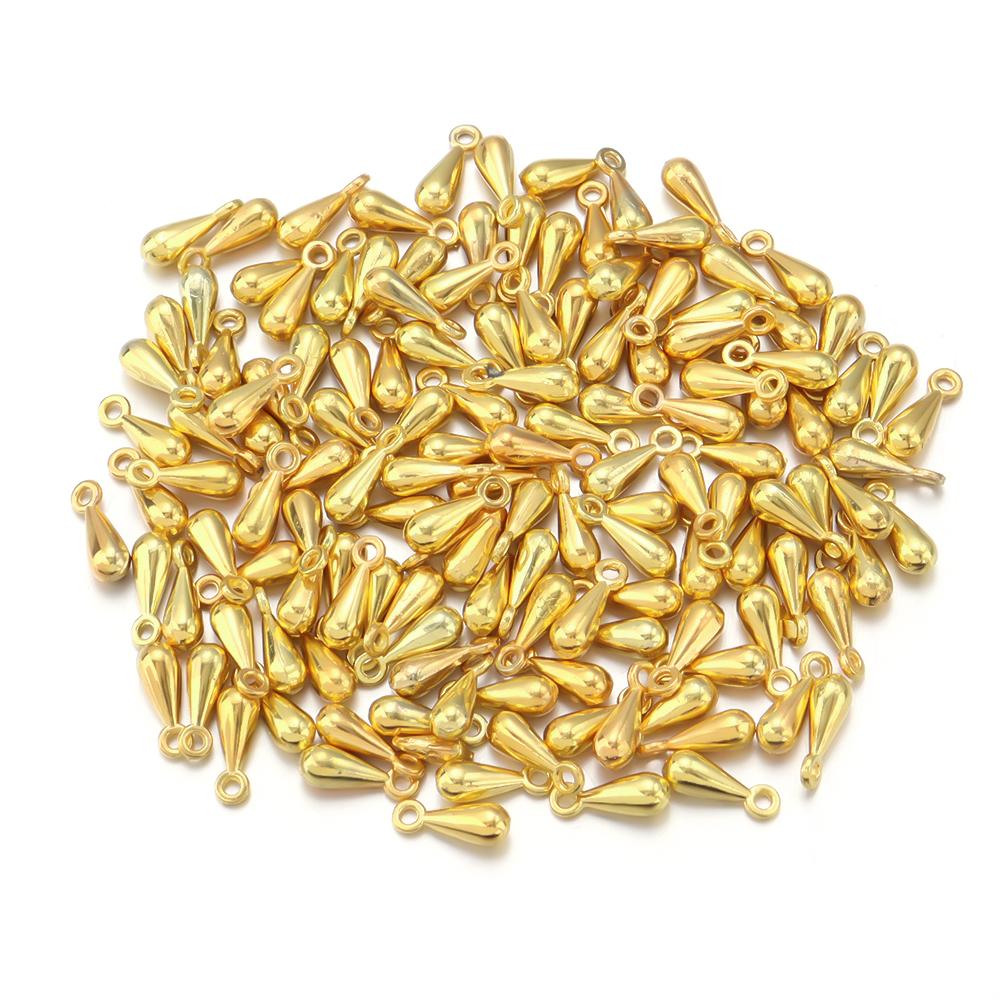 

100-200Pcs/Lot 2×7mm 3×9mm Alloy Water Droplet End Beads 8 Color Pendant Extension Accessories For Diy Jewelry Making Supplies 2x7mm 200Pcs золотой