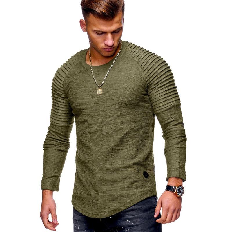 Men S Round Neck Slim Fit Long Sleeve T Shirt With Arm Zipper Western Casual Style