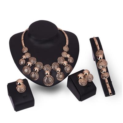 Exaggerated Middle East Dubai Bridal Jewelry African Women's Necklace Earrings Ring Bracelet Four-piece Set