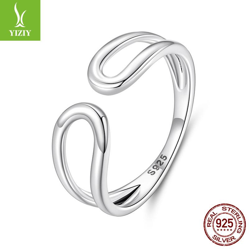 Personalized Minimalist Feng Shui Drop Open Ring Collection, Classic Fashion Men'S And Women'S S925 Sterling Silver Ring