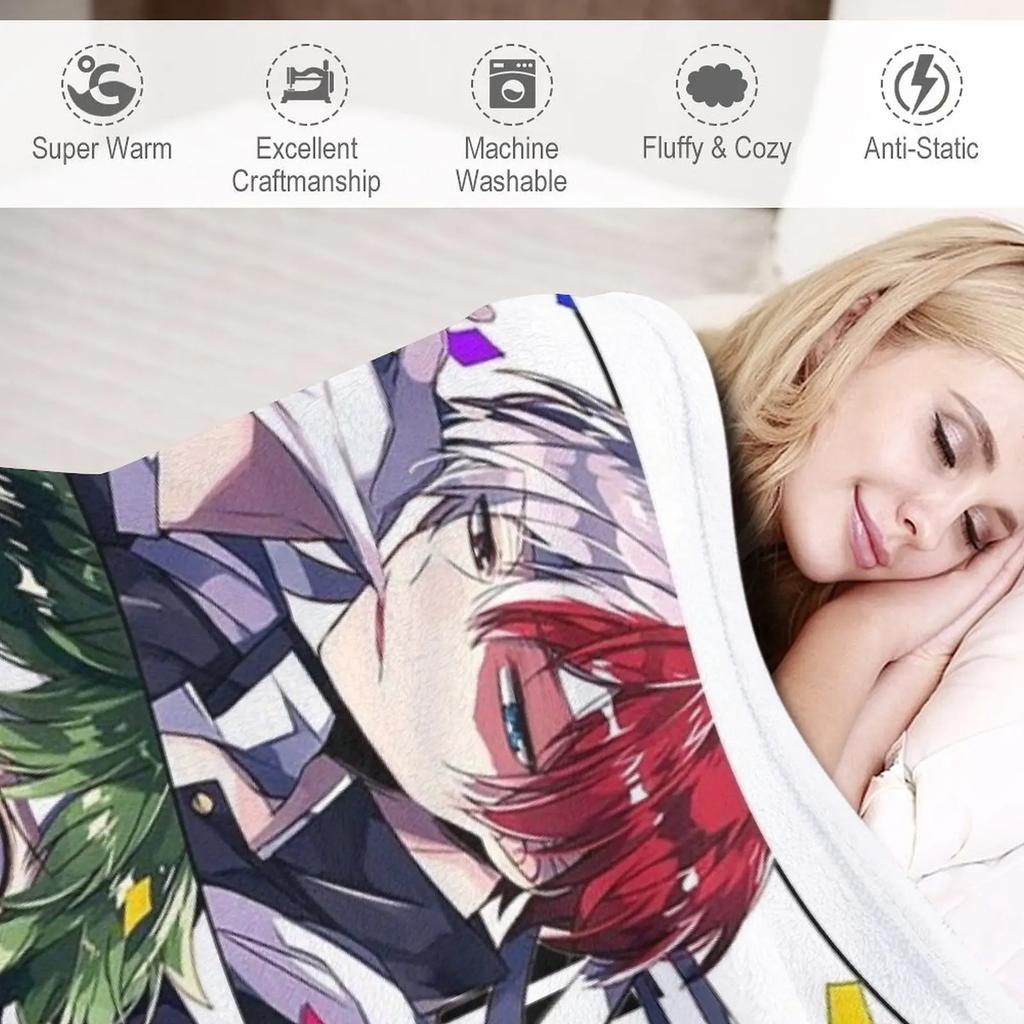 Heros Deku Todoroki Bakugo Throw Blanket Luxury Designer Blanket Soft Plaid Moving Blanket Blanket Fluffy
