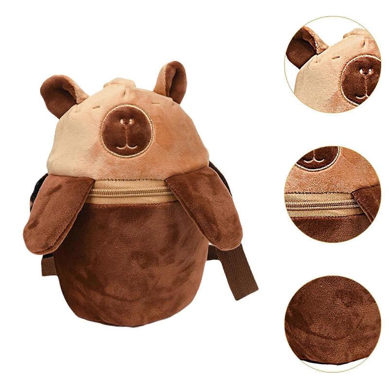 Plush Crossbody Bag Portable Soft Stuffed Doll Zipper Closure Shoulder Pack Capybara
