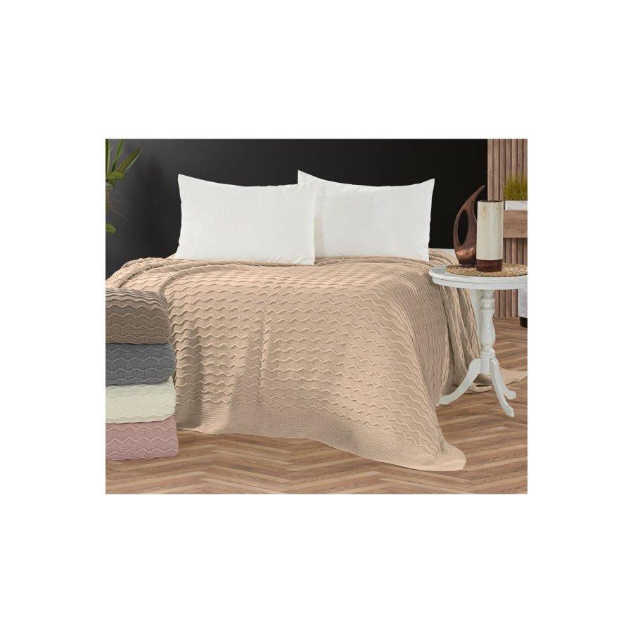 

В язана ковдра Покривало на диван 220х240 см світло-коричневого кольору