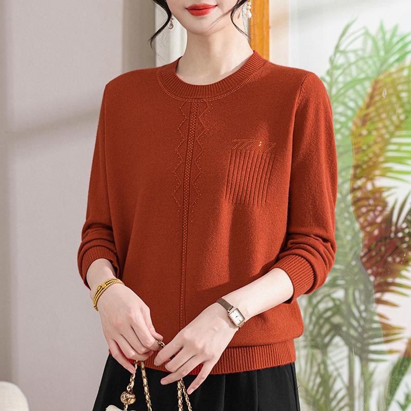 

Chic Spring & Autumn Knitwear for Stylish Middle-Aged & Elderly Moms - Loose Fit Women s Top XL помаранчевий