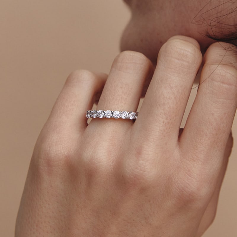 Hyeres-lor Essence Silver (W) Classic Tennis Ring 3.0mm White HL4R42411W9