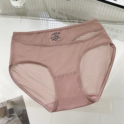 Damen Sexy Spitze Baumwolle Schritt Semi-Transparent Netz Slips Bequeme Niedrige Panties