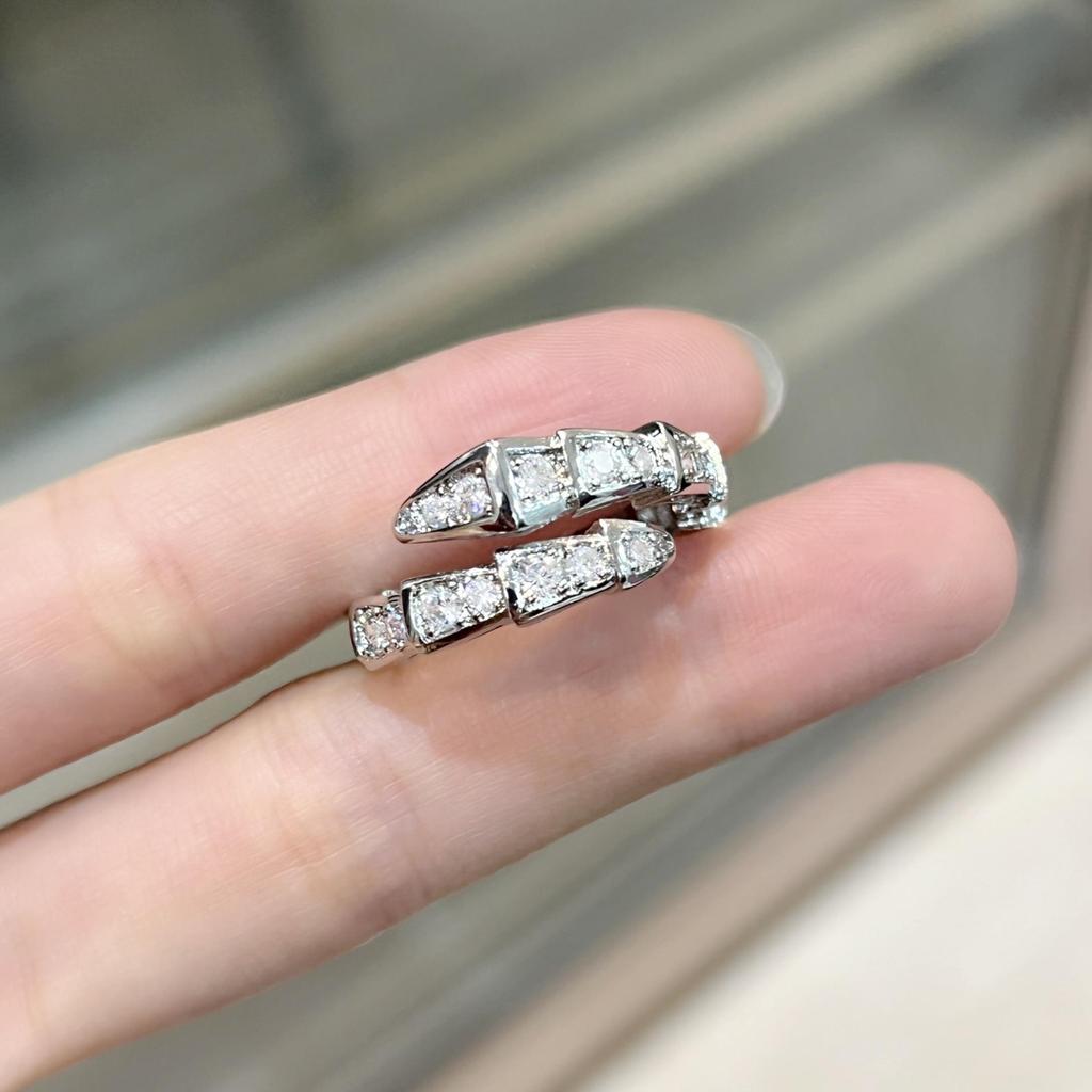 Platinum-Plated Open Bamboo Joint Zircon Knuckle Ring