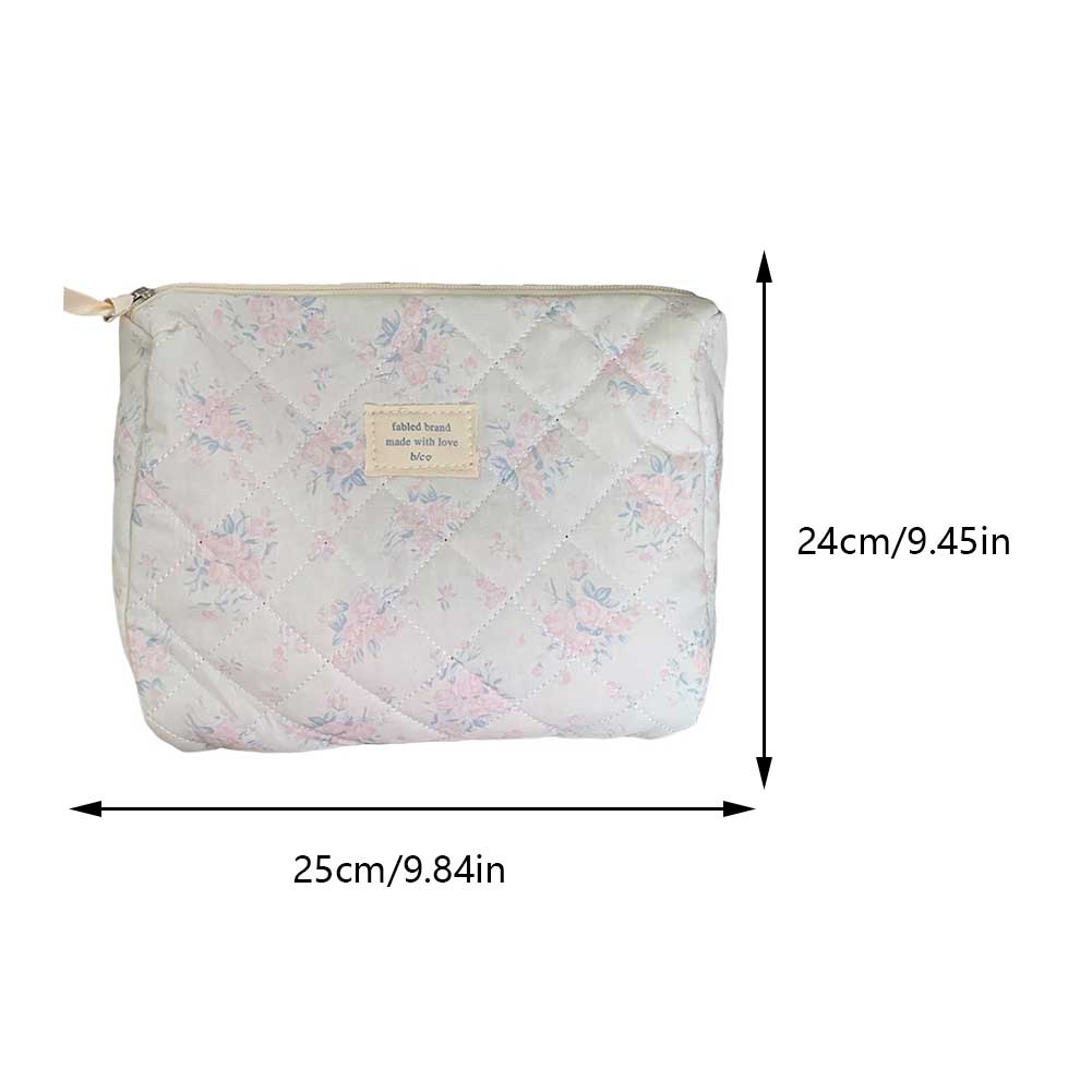 Women Lady Makeup Bag Purse Lightweight Quilted Checkered Makeup Bag Toiletry Zipper Storage Pouch for Cosmetics Makeup Brushes