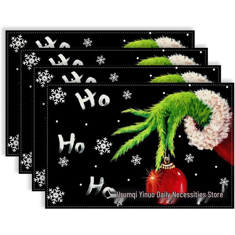 Christmas Snowman & Snowflake Plaid Insulated Placemat - Festive Table Decoration