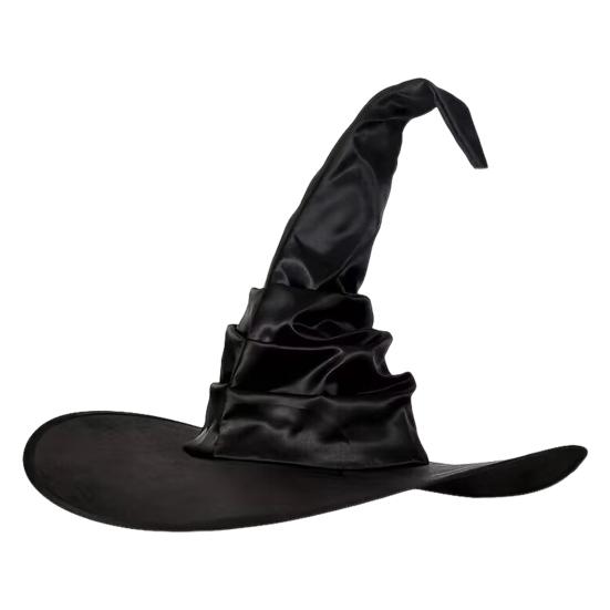 Dámský halloweenský čarodějnický klobouk skládací pro dospělé černý saténový klobouk čaroděje halloweenský kostým na párty pro cosplay karnevaly maškarní plesy