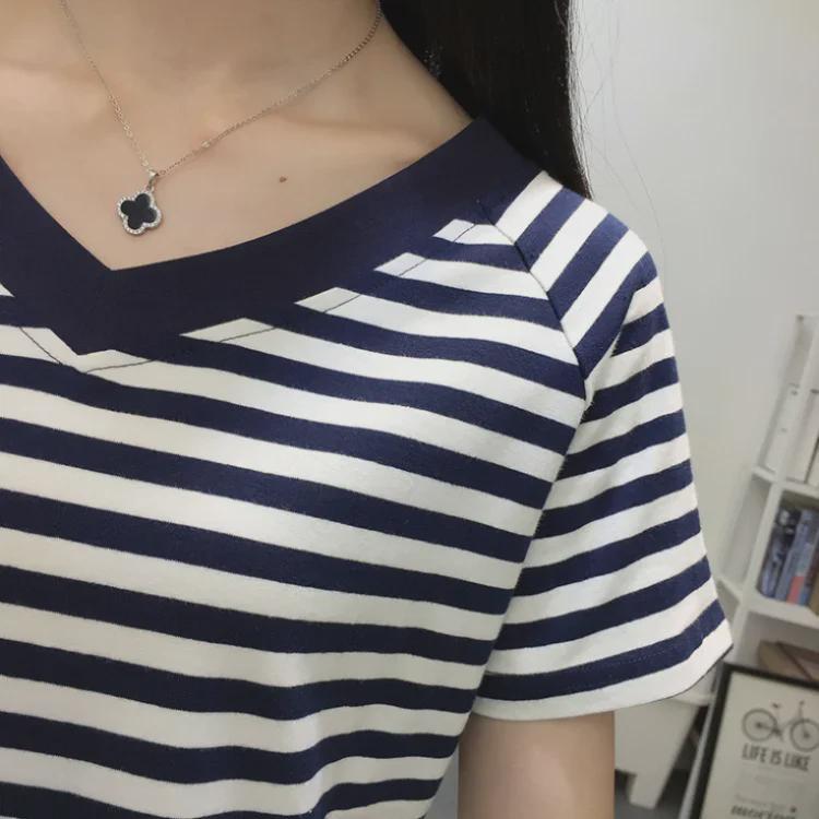 Autumn 2023 Loose V-Neck Long-Sleeve Cotton T-Shirt for Women - Plus Size