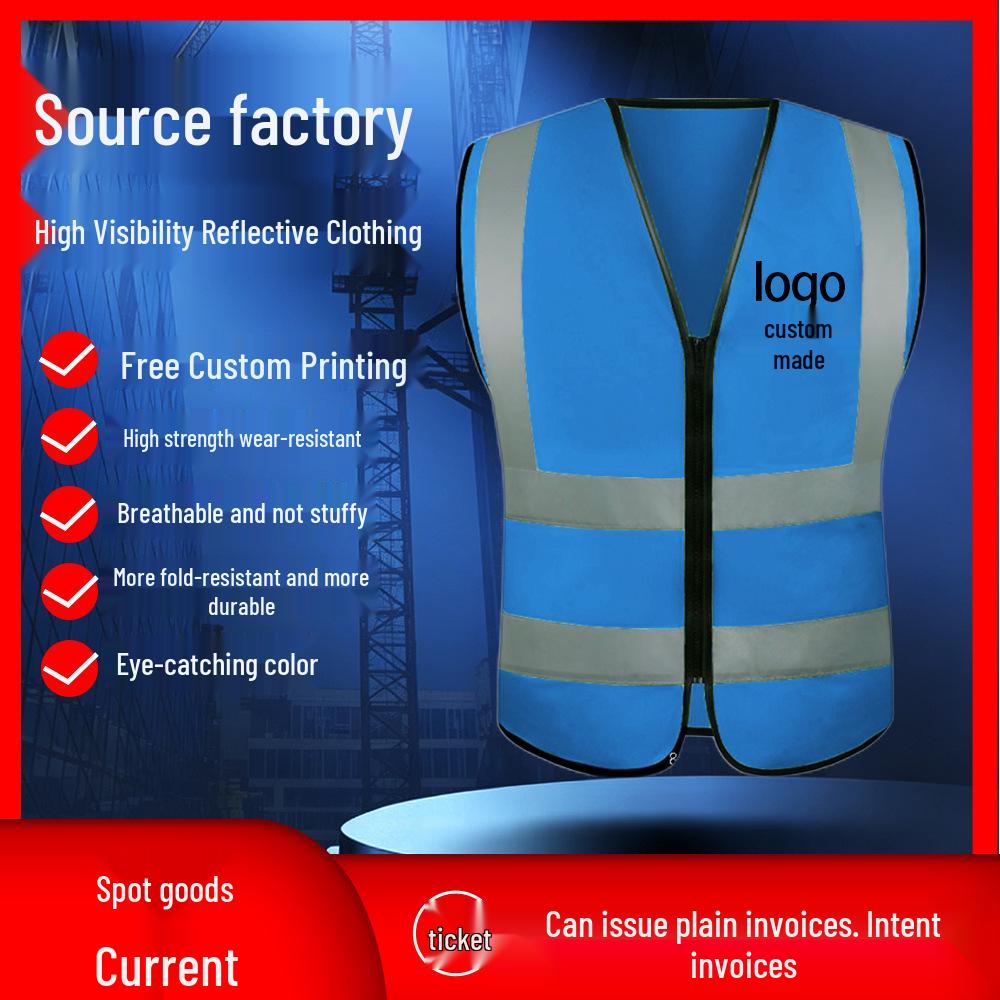 JD Fluorescent Reflective Safety Vest for Construction and Traffic, Customizable Text Option