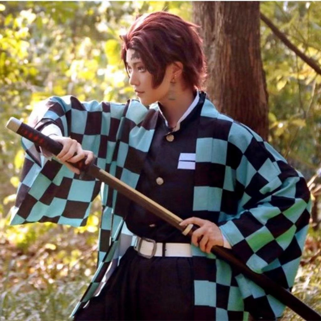 Adult Kids Demon Slayer Corps Kimetsu No Yaiba Kisatsutai Kamado Tanjirou Uniform Agatsuma Zenitsu Cosplay Costume Anime Cloak