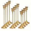 Vintage Gold Metal Tapered Candle Holders, Modern High Pedestal Candle Stand Decor, Tabletop Centerpiece For Wedding Party Dining