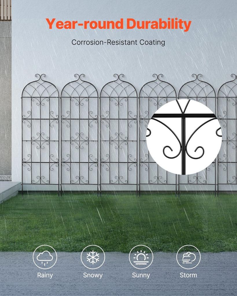 4 Packs Metal Garden Trellis for Climbing Plant Support 71x20 In Rustproof