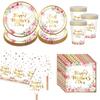 Platinum Heart Rose Mother's Day Paper Plates & Tablecloth Party Set