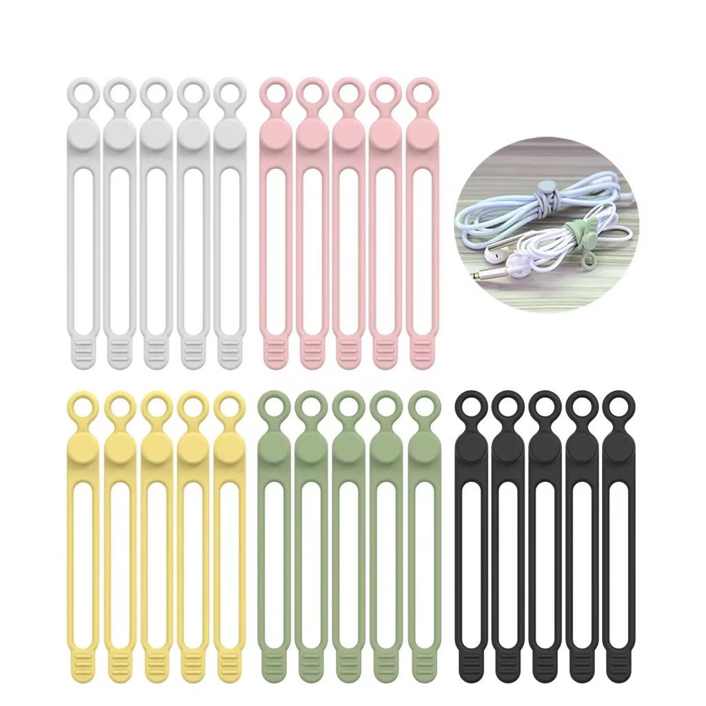 20PCS Silicone Cable Tie, Cable Organizer, Cable Straps, Reusable Cord Tie, Travel Cable Organizer, Cute Elastic Tie, Wire Tie