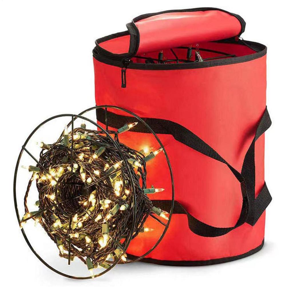 Christmas Lamp Storage Bag Round Oxford Cloth Christmas Lights Storage Holder Containers For Wrappers Extension Cords Wreaths