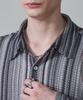 WEGO Striped Mesh Big Long Size Gray Men's Shirt, Sleeve, Summer/Autumn Clothing, Streetwear, Gift, M,