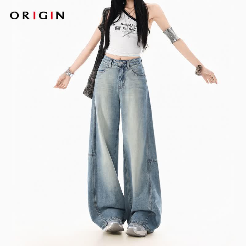 ORIGIN American Retro Light Blue Wide-Leg Jeans XS