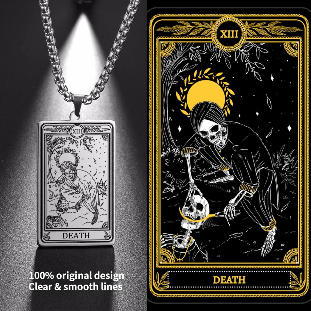 Collana Tarot Scheletro Calendula Strega Talismano Acciaio Inossidabile Coppia Teschio Abbraccio Collana Gay Amuleto Gioielli Regalo di Halloween