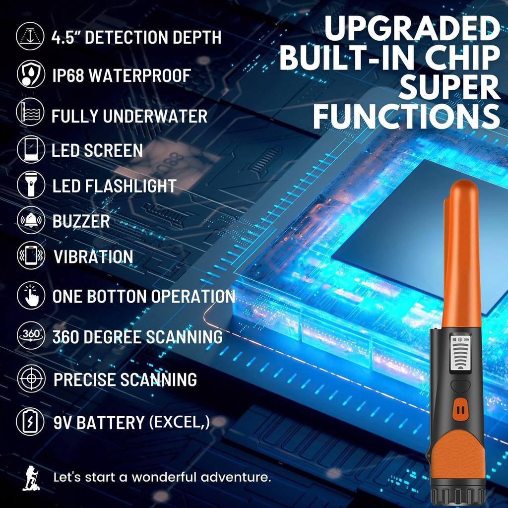 Handmetalldetektor, wasserdicht, hochempfindlich, Golddetektor, Zeiger, Schatzsucher, Sonde mit LCD-Bildschirm