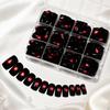 144pcs 3D Red Glitter Cat Eye Press On Nails Medium Square Shiny Red Cat Eye Fake Nails Full Cover Acrylic Cat Eye False Nails
