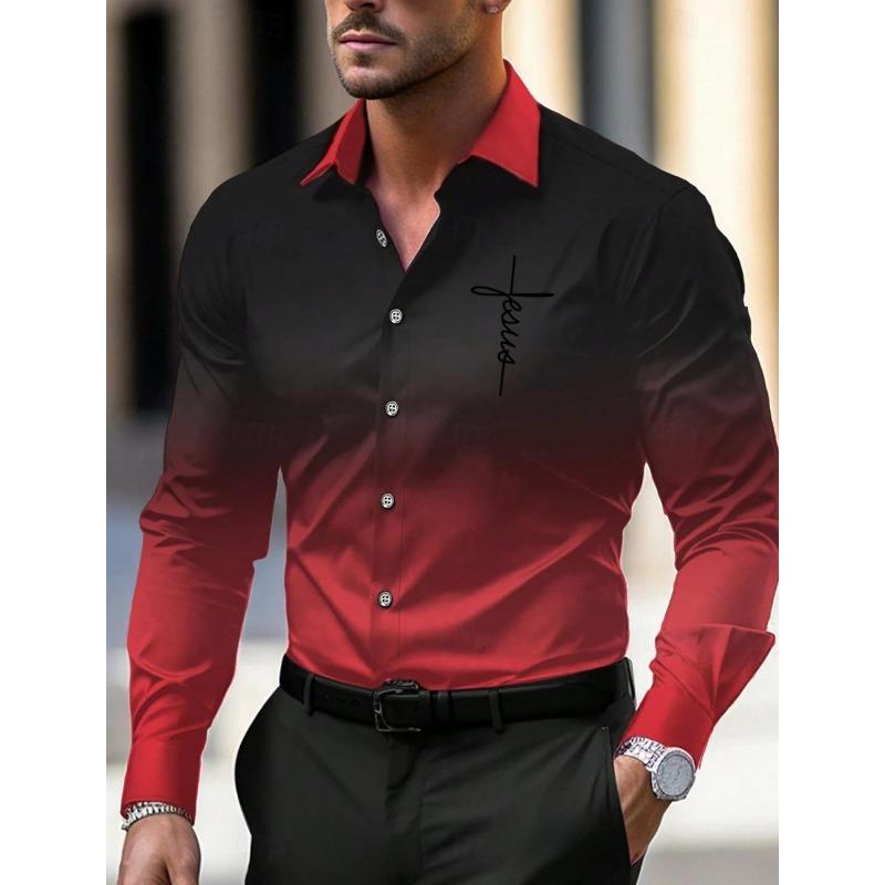 Camicia da uomo casual da lavoro a maniche lunghe stampata Camicia formale con bottoni Autunno Inverno Primavera Estate Maniche lunghe con polsini