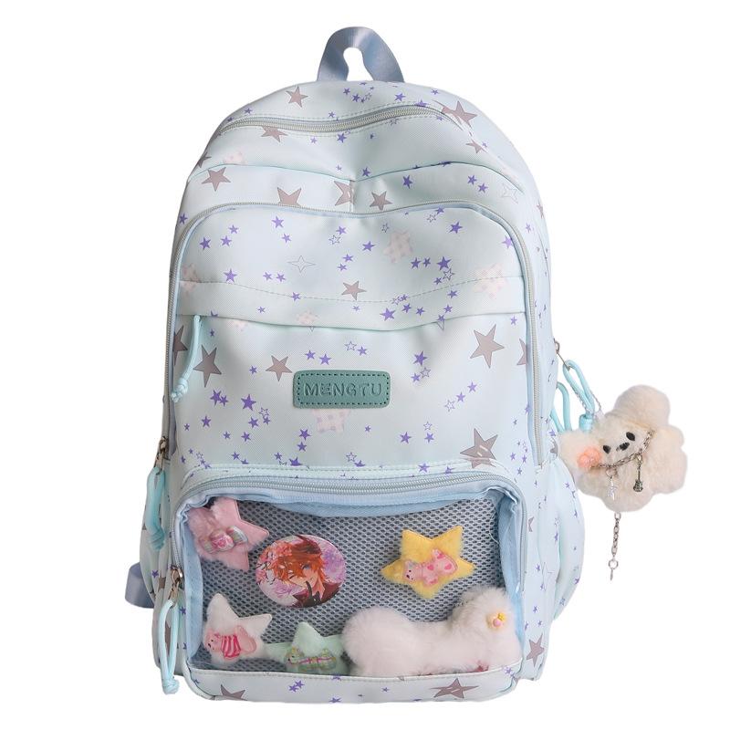 Schoolbag girl junior high school student high school student schoolbag female high value multi-layer cute star backpack large capacity backpack